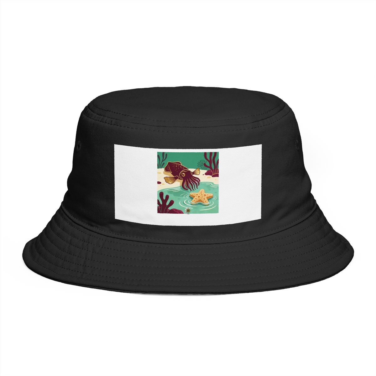 HD Cuttlefish resting near a star-shaped sea sponge Bucket Hat