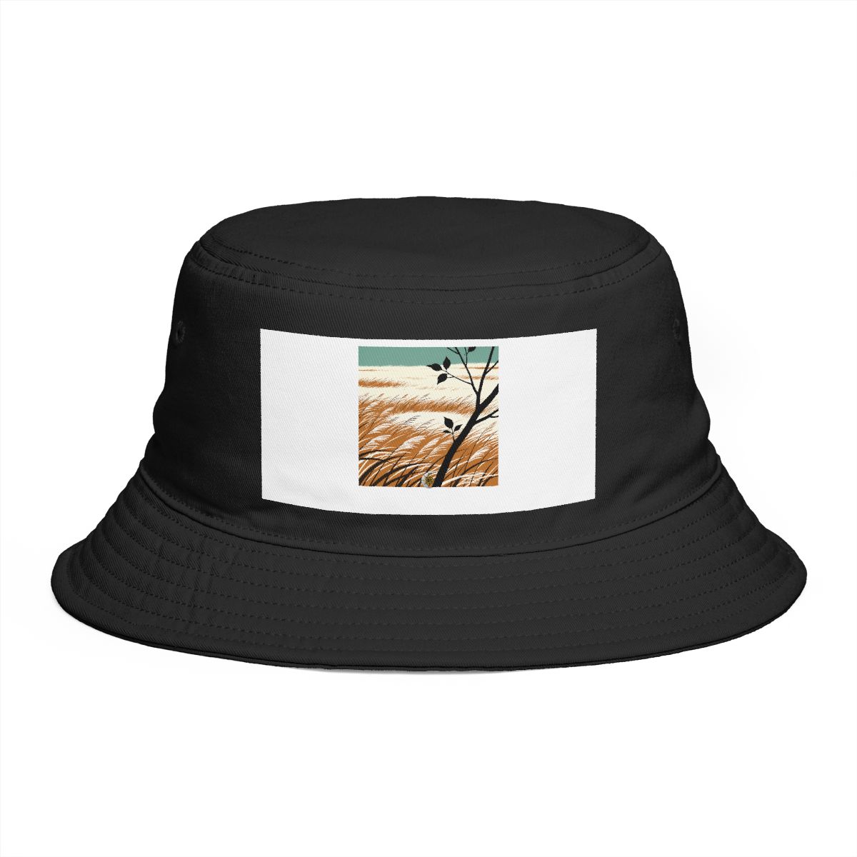 HD Windswept meadow framed by one foreground branch Bucket Hat