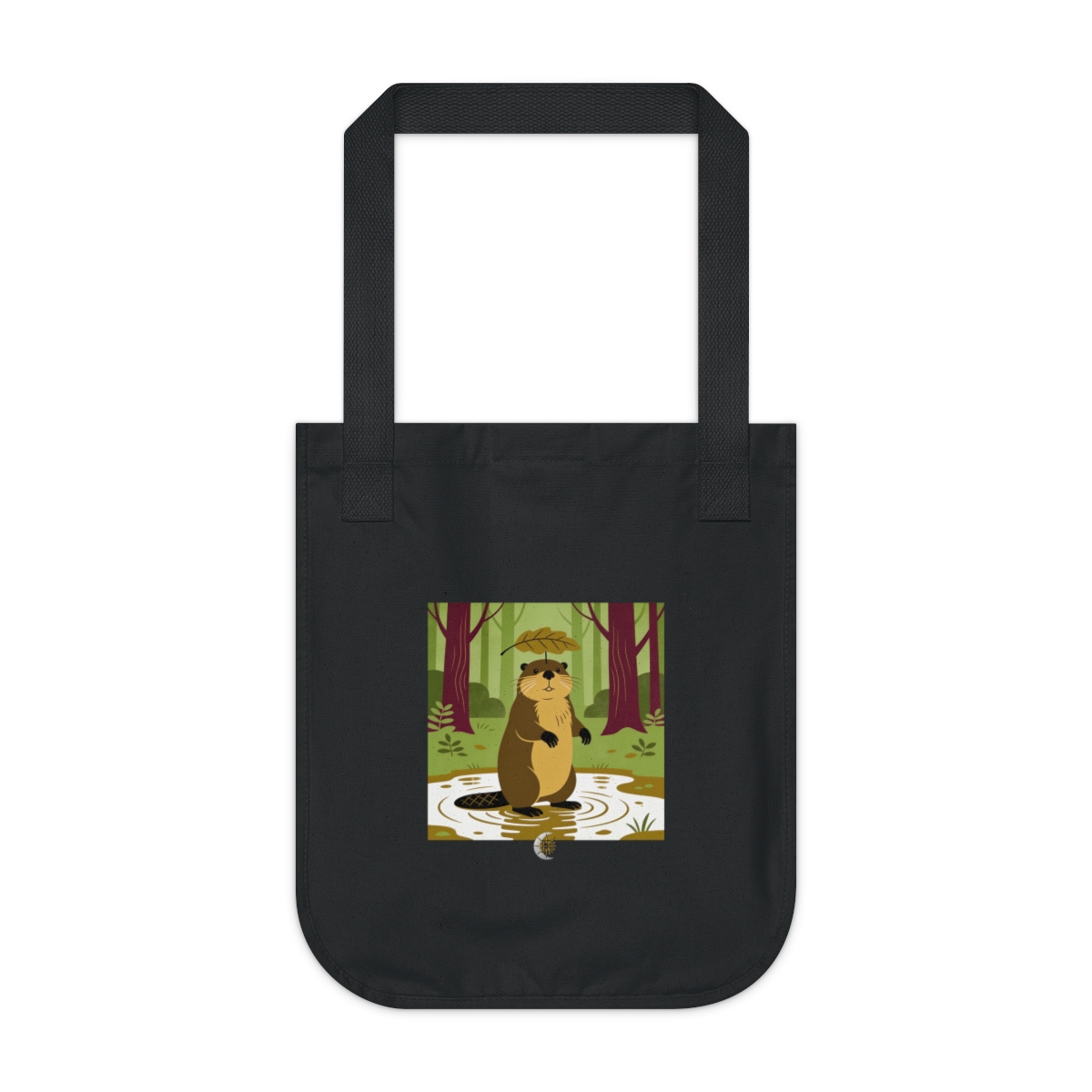 HD Beaver balancing a leaf as a tiny umbrella Organic Canvas Tote
