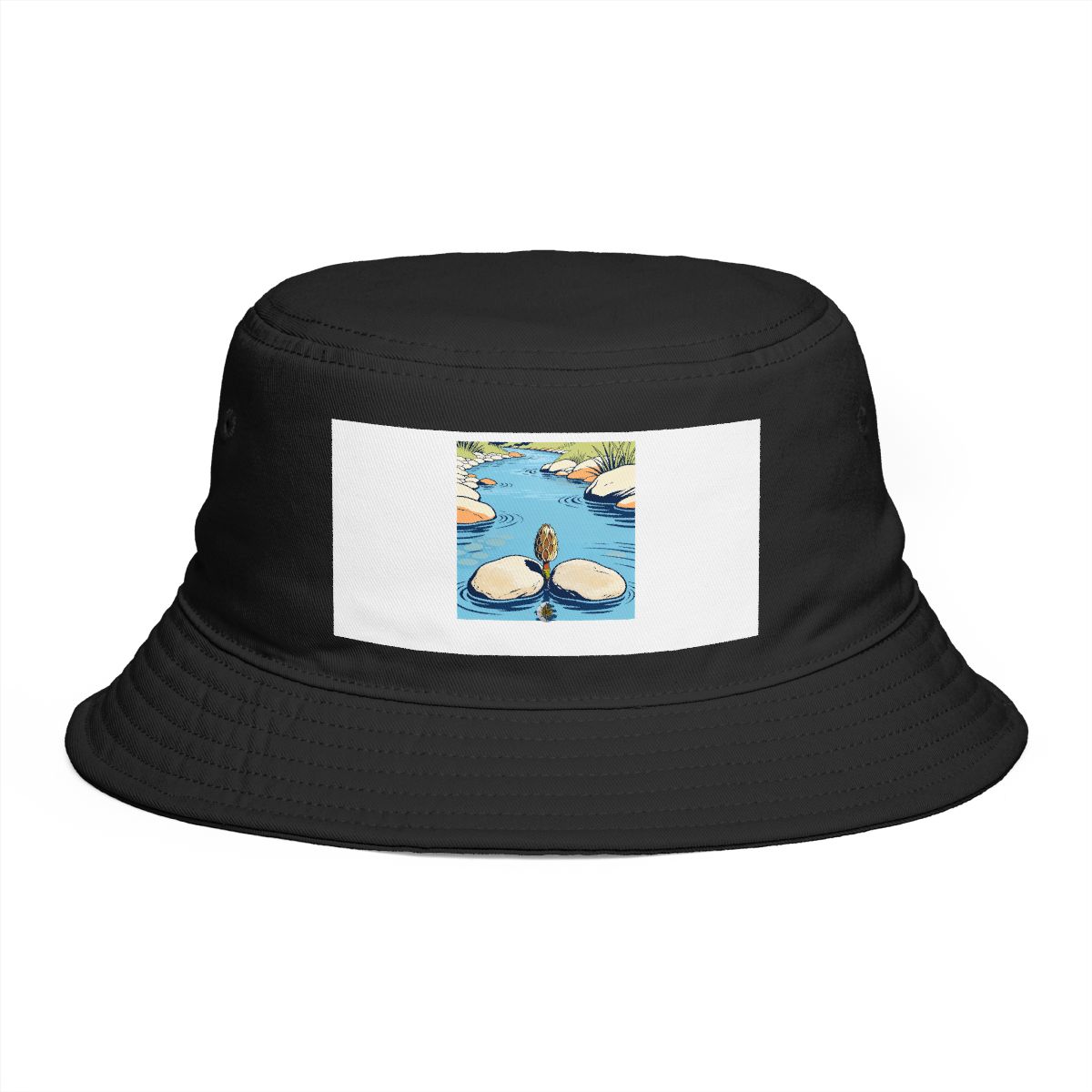 HD Magnolia seedpod emerging between two broad river stones Bucket Hat