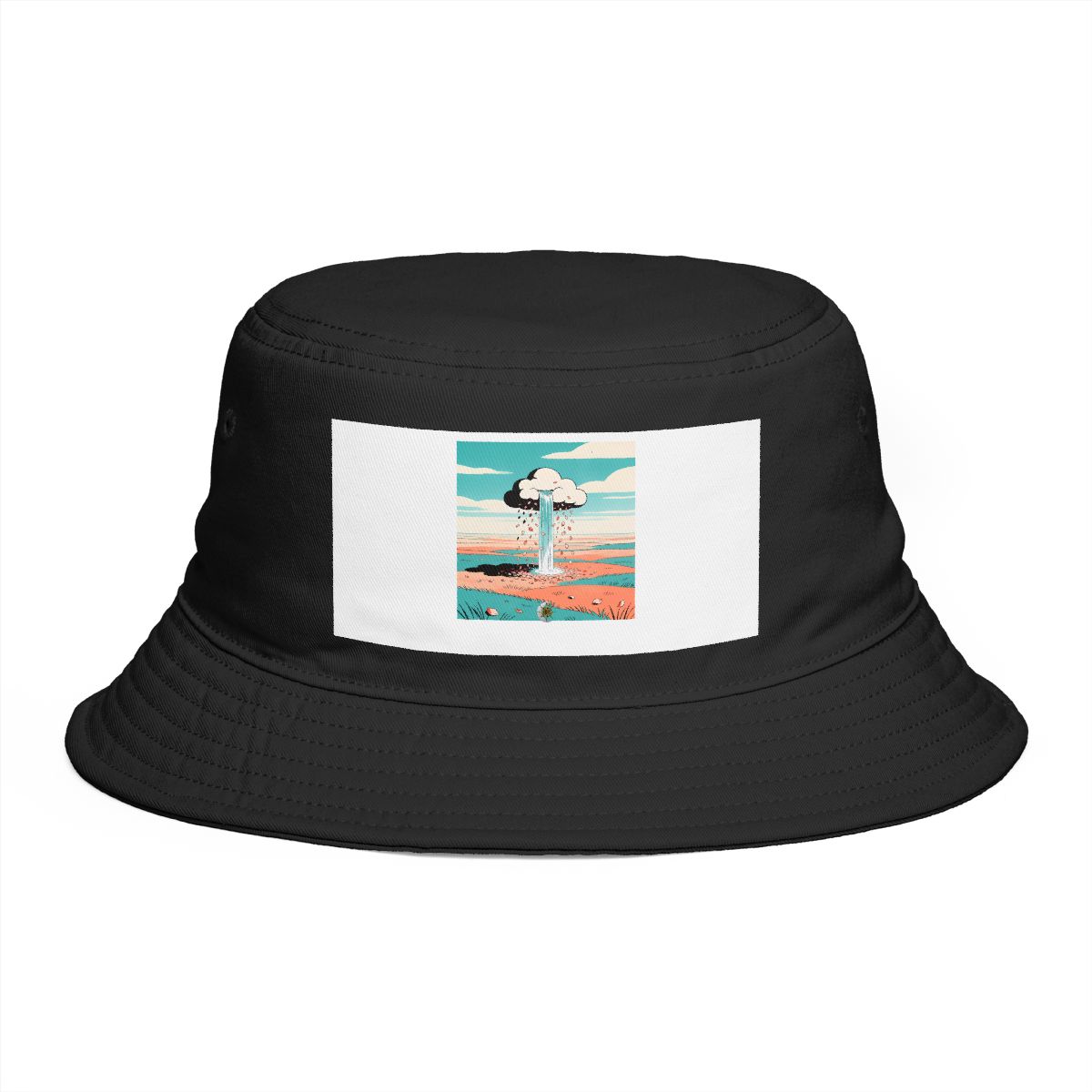 HD Cloud with a waterfall receiving a shower of falling petals Bucket Hat