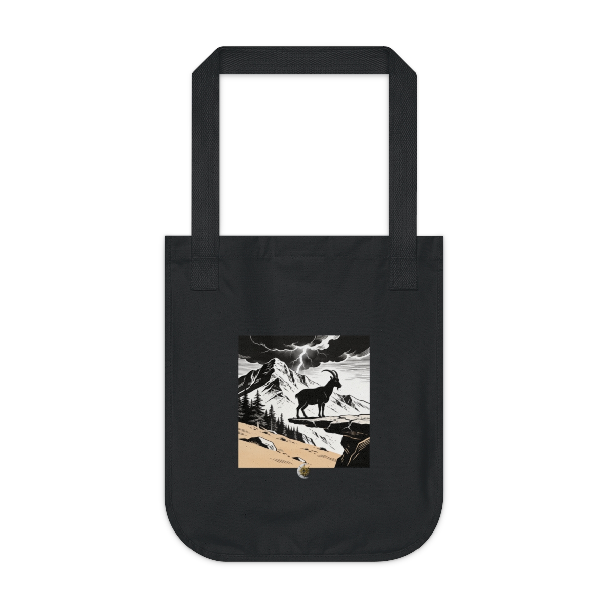 HD Mountain goat standing on a broken rock shelf in side profile Organic Canvas Tote