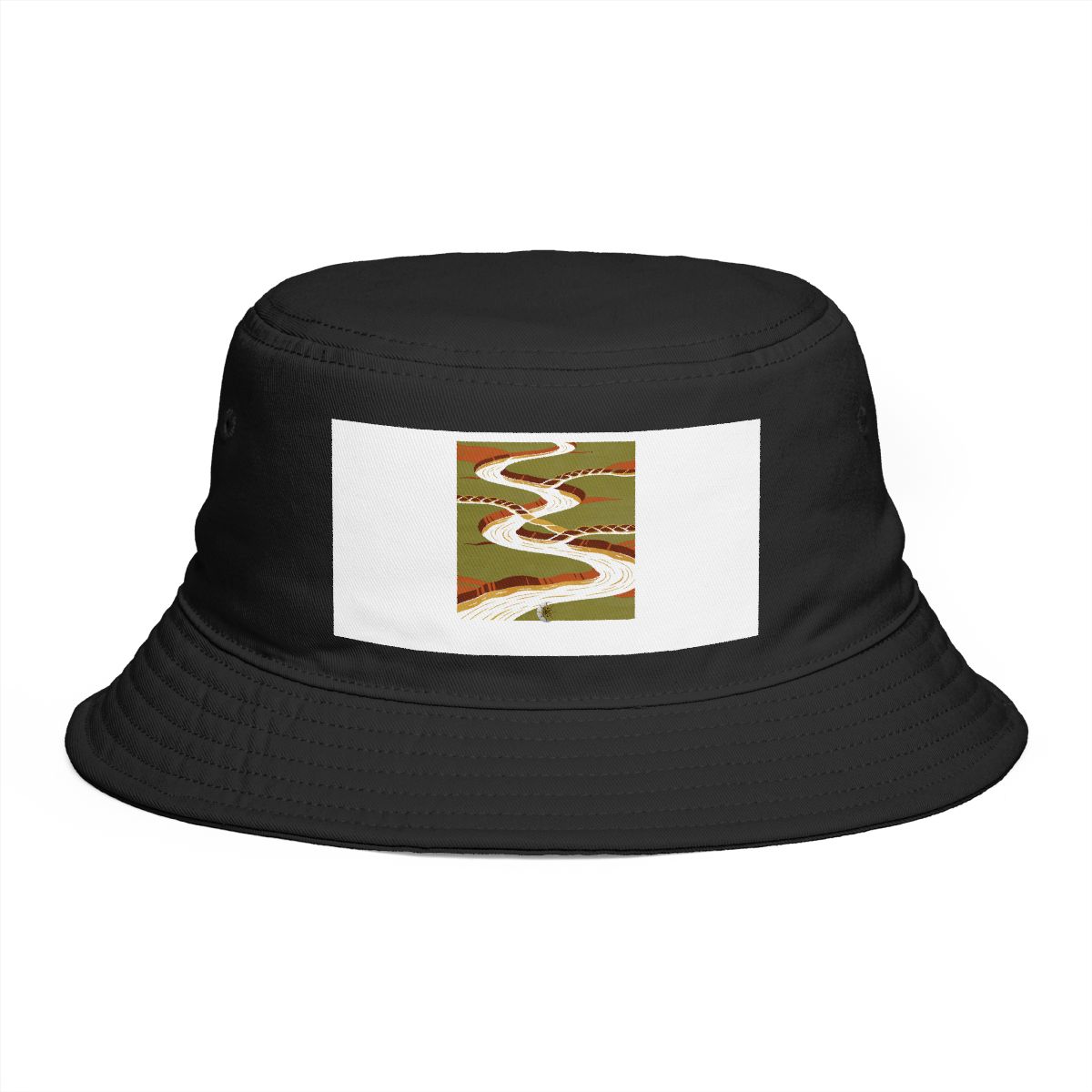 HD Braided stream reduced to elegant interlocking cut-shape curves Bucket Hat