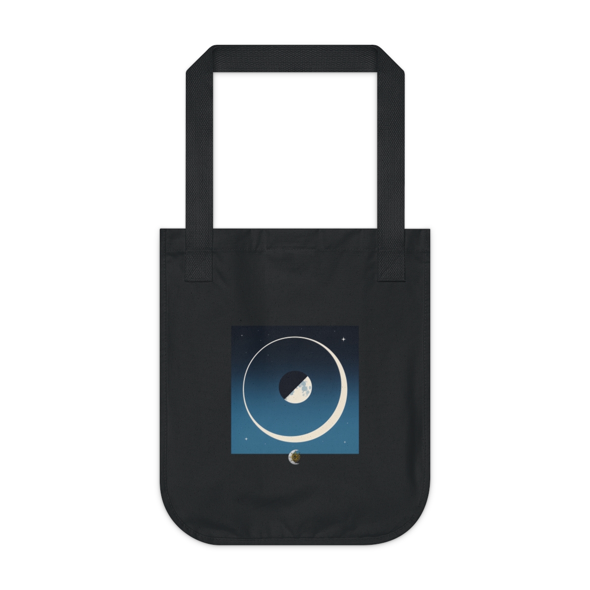 HD Dark eclipsing moon crossing one broad curved orbit Organic Canvas Tote