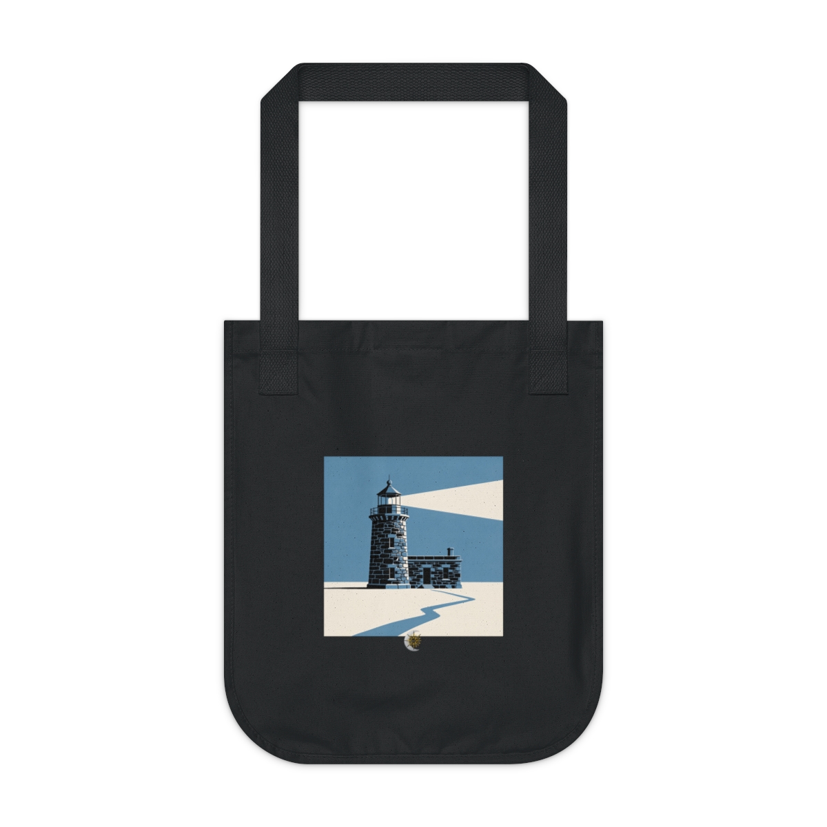 HD Stone lighthouse shown as a precise side elevation Organic Canvas Tote