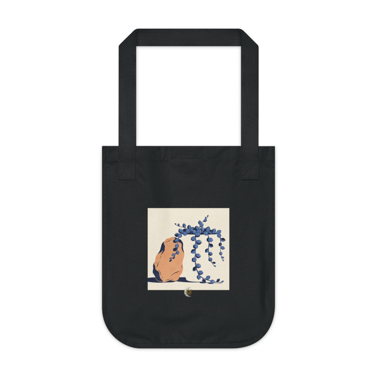 HD Trailing string-of-pearls plant balanced beside an irregular clay-colored rock Organic Canvas Tote