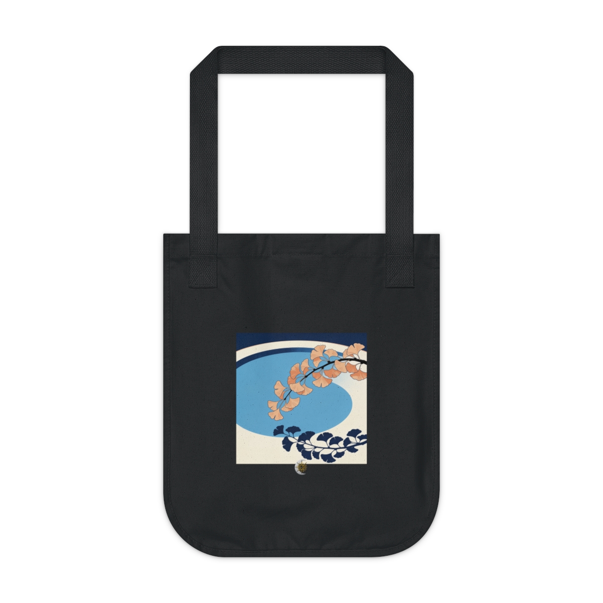 HD Ginkgo branch arching across a rounded pool of open space Organic Canvas Tote
