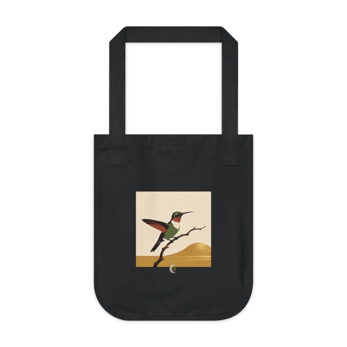 HD Hummingbird balancing on a curved bare branch Organic Canvas Tote