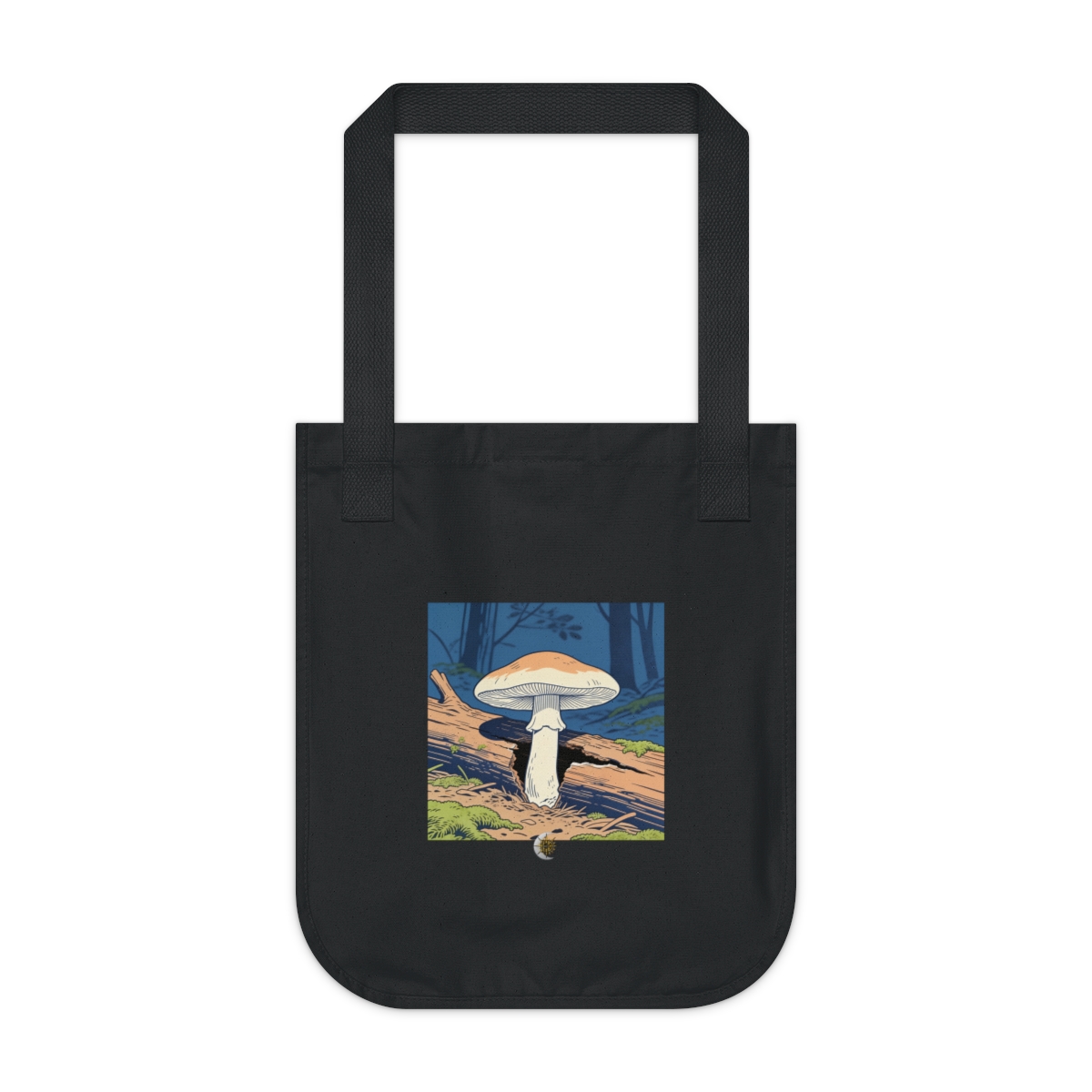HD Parasol mushroom growing through a split fallen branch Organic Canvas Tote