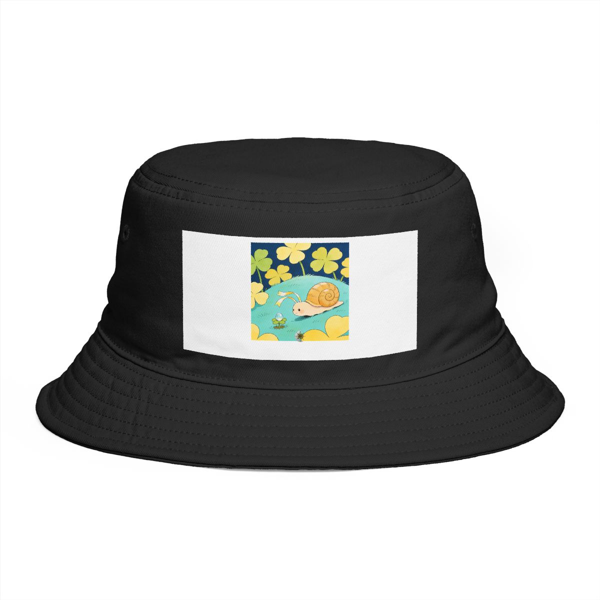 HD Shell creature with ribbon feelers gently rolling a dew drop uphill Bucket Hat