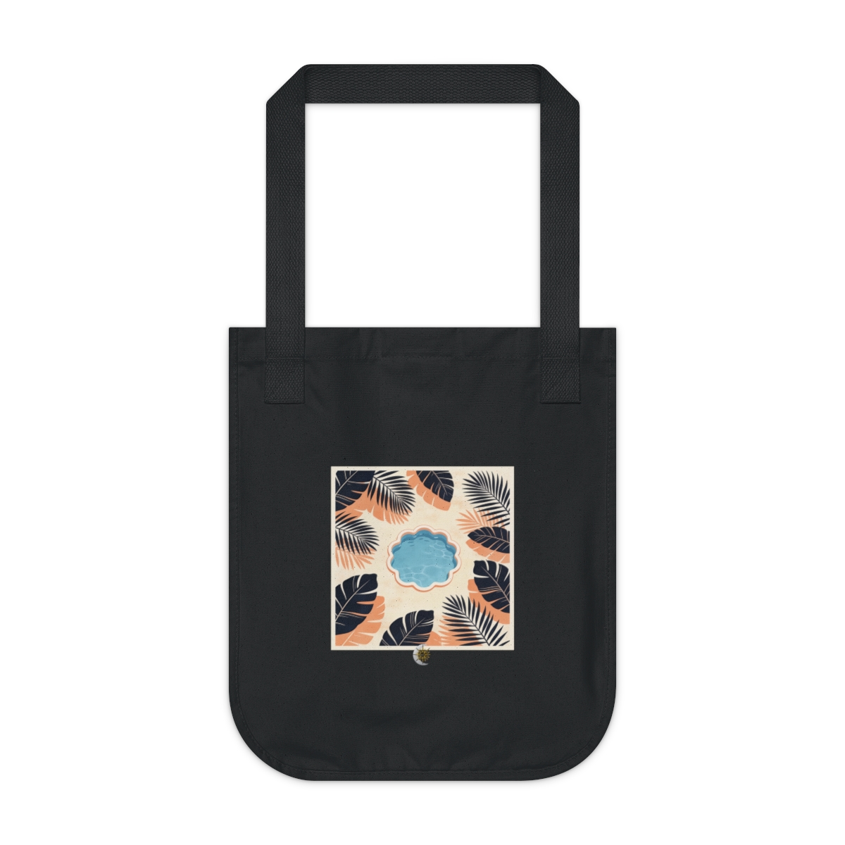 HD Scalloped tidal pool framed by overlapping leaf silhouettes Organic Canvas Tote