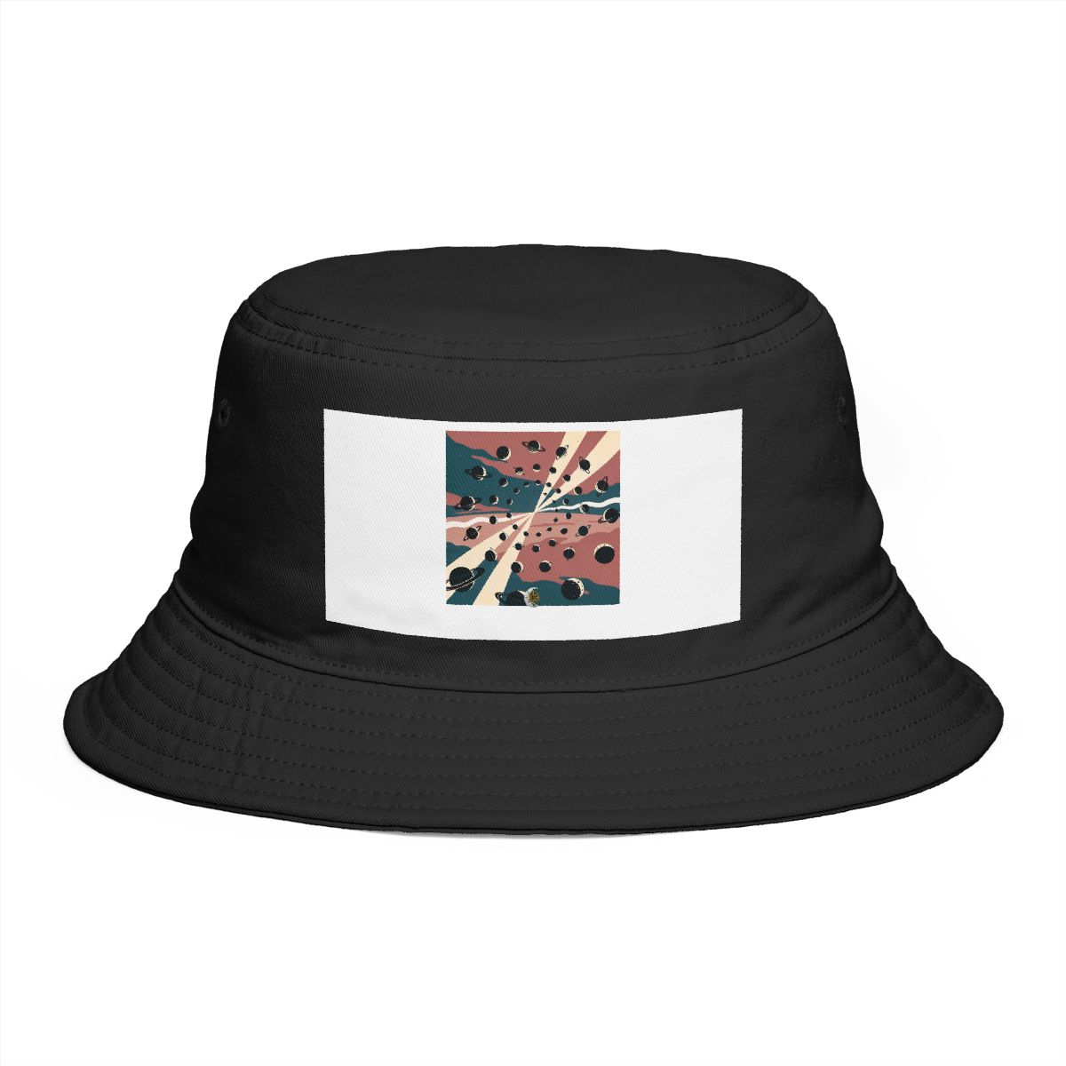 HD Spiral of small planets crossed by three parallel wave lines Bucket Hat