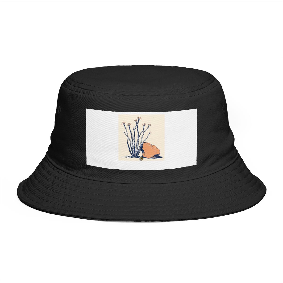 HD Flowering ocotillo balanced beside an irregular clay-colored rock Bucket Hat