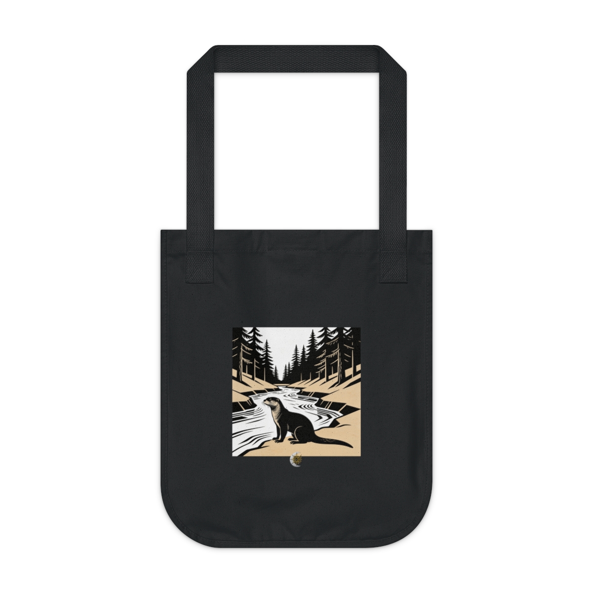 HD River otter pausing beside a flowing stream Organic Canvas Tote