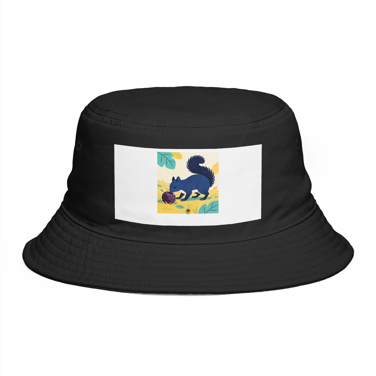 HD Squirrel investigating an oversized berry Bucket Hat