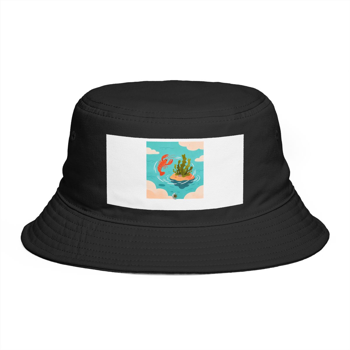 HD Small lobster circling a floating kelp island Bucket Hat