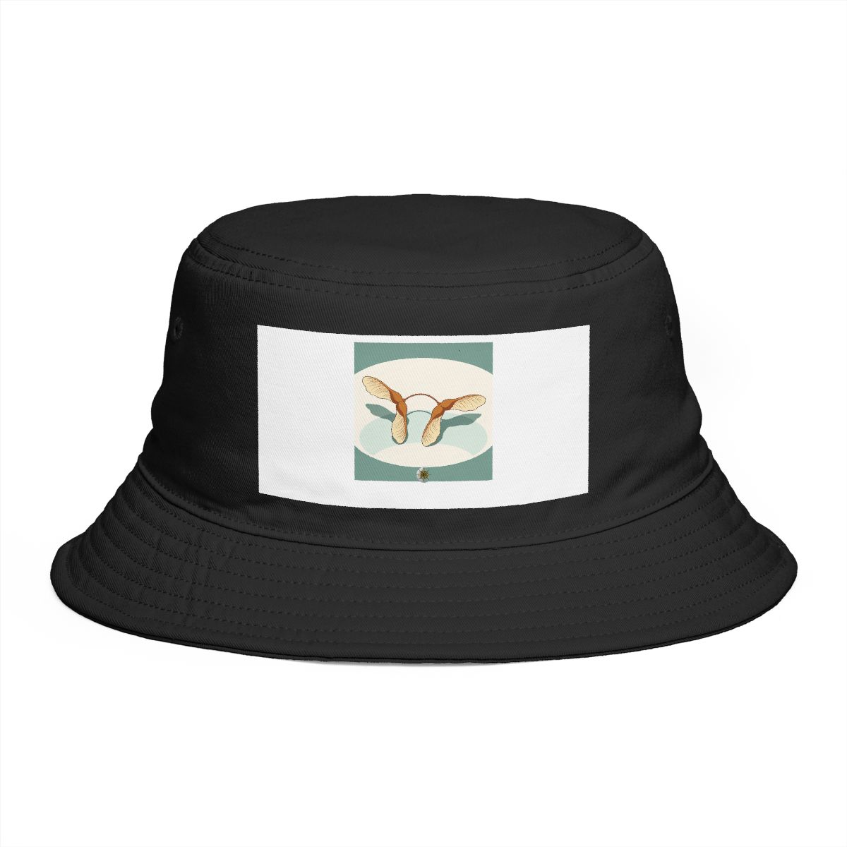HD Maple samara pair arching across a rounded pool of open space Bucket Hat