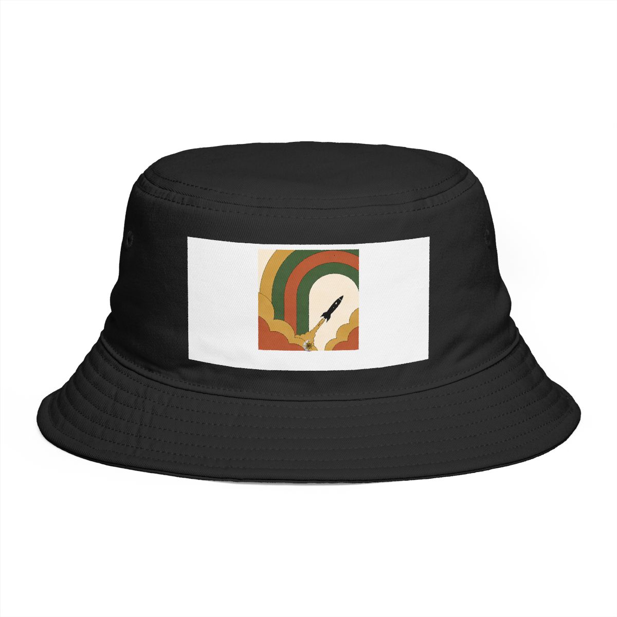 HD Meteor through a cloud arch arranged as overlapping flat color shapes Bucket Hat