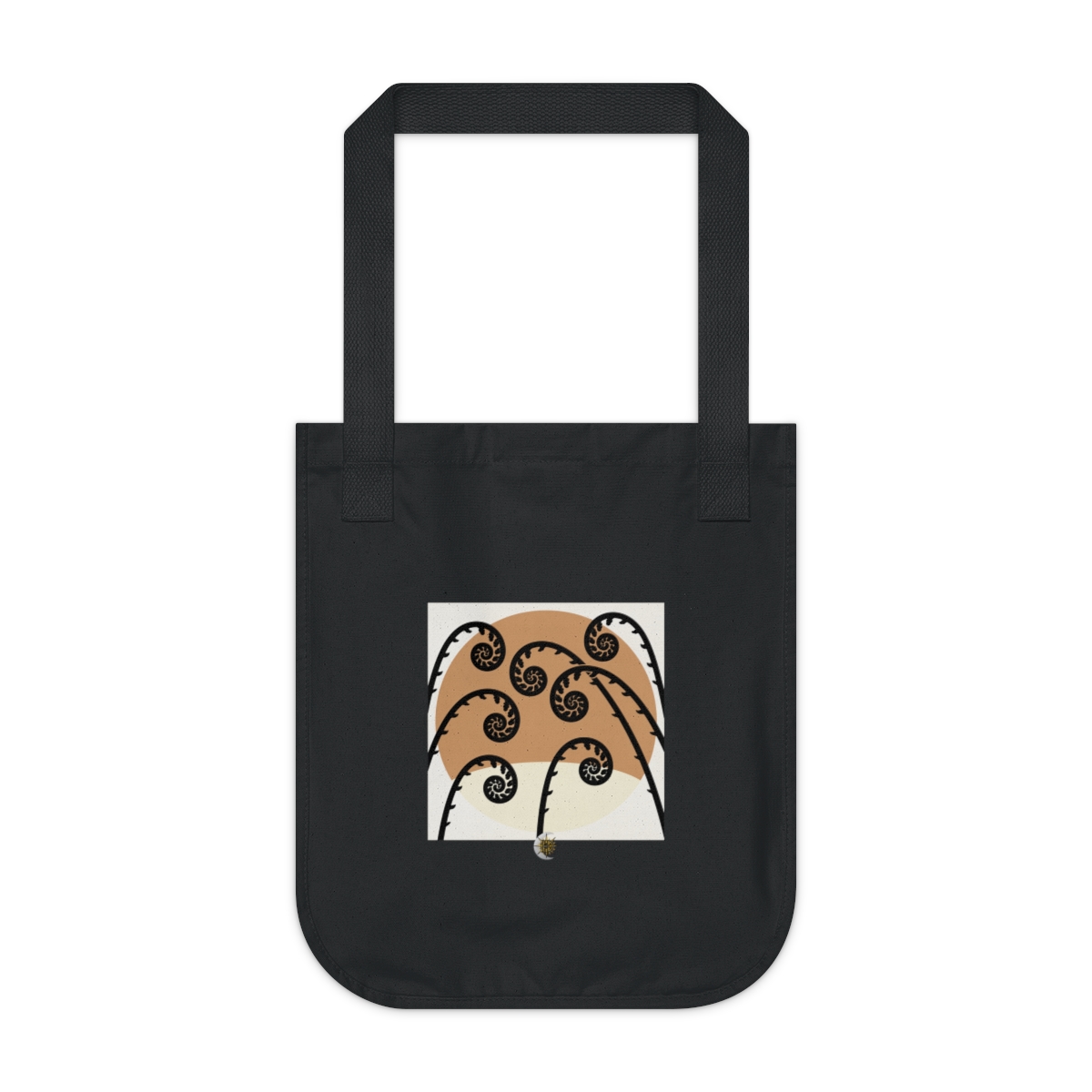 HD Fiddlehead cluster arching across a rounded pool of open space Organic Canvas Tote