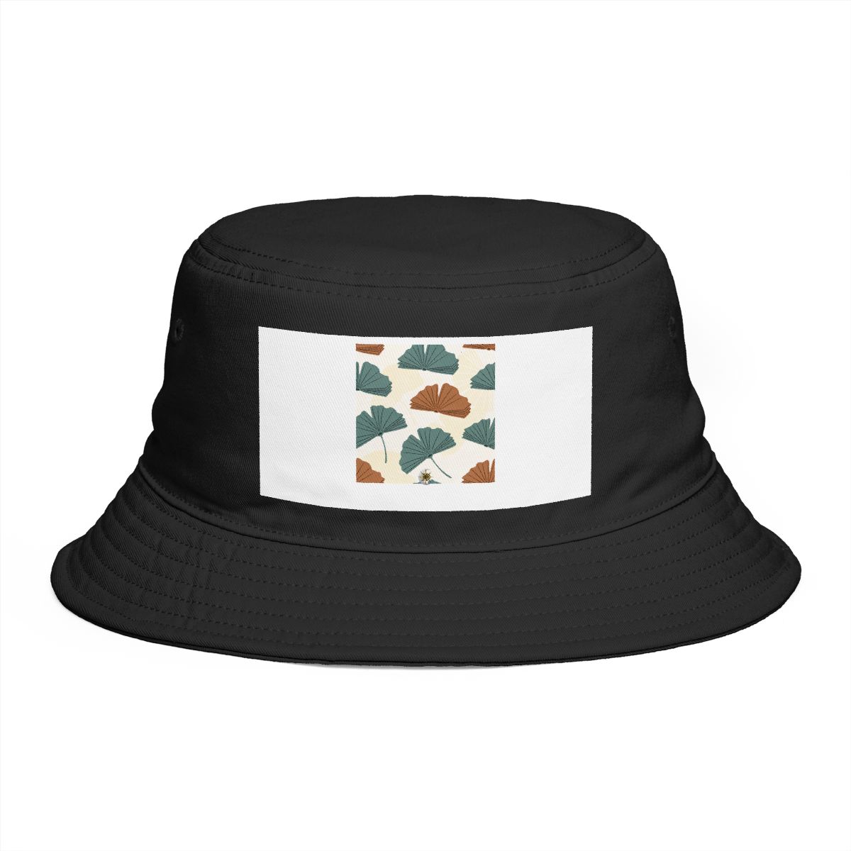 HD Folded leaf silhouettes forming a spacious staggered repeat Bucket Hat