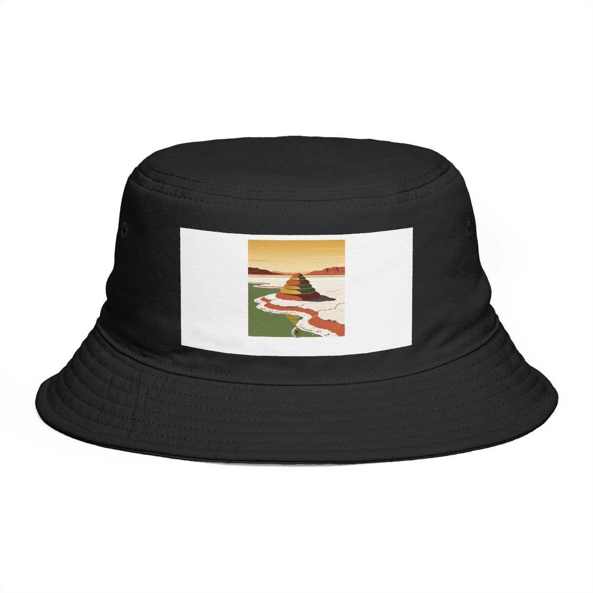 HD Salt flat reduced to stacked rounded color planes Bucket Hat