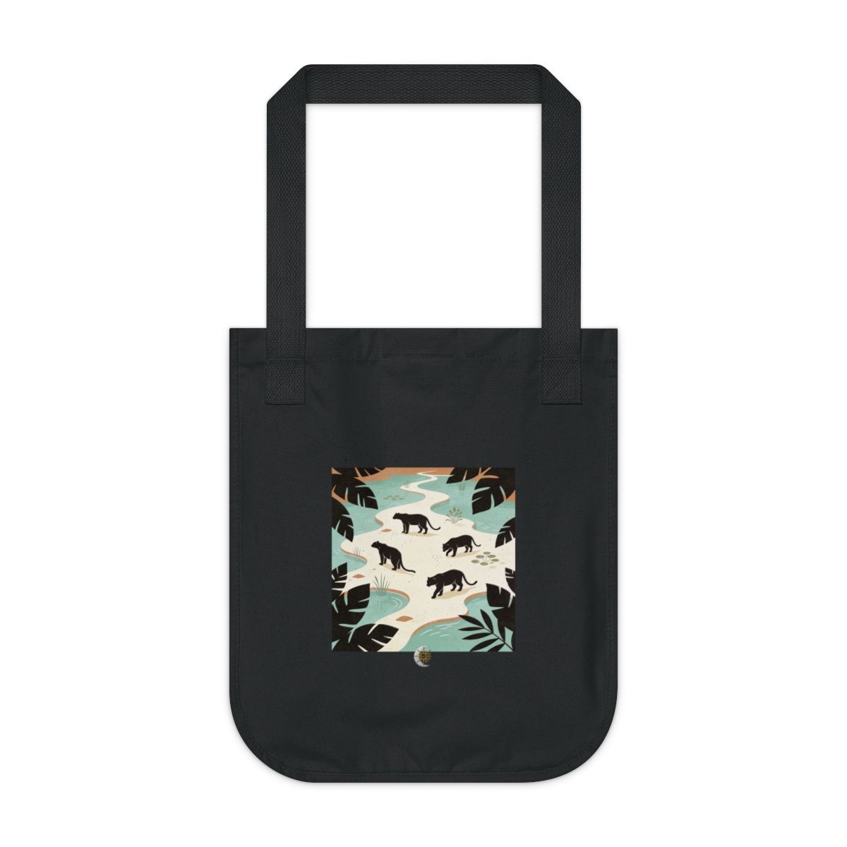 HD Shallow delta framed by overlapping leaf silhouettes Organic Canvas Tote