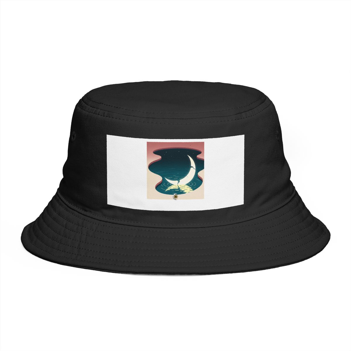 HD Crescent lagoon reflecting a broken arc of moonlight Bucket Hat