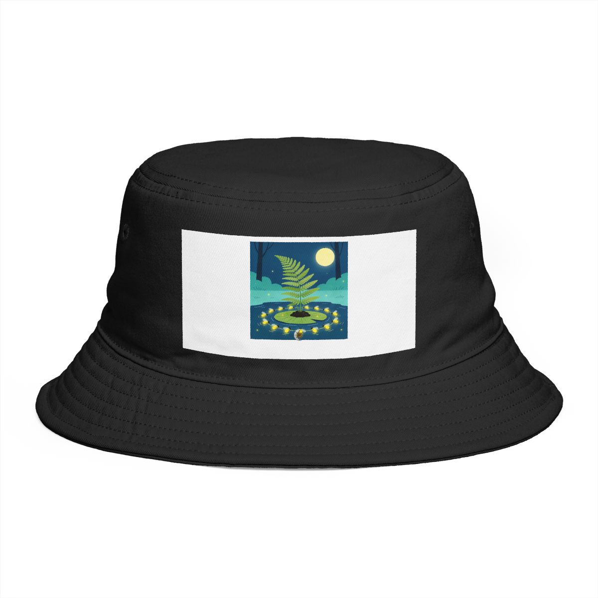 HD Fern on a lily-pad island surrounded by a ring of sleeping fireflies Bucket Hat