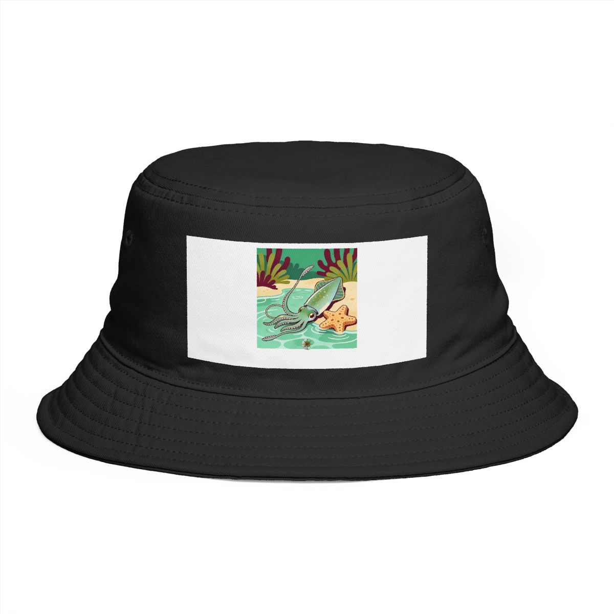 HD Reef squid resting near a star-shaped sea sponge Bucket Hat