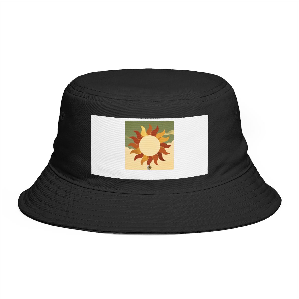 HD Sun with irregular rays arranged as overlapping flat color shapes Bucket Hat