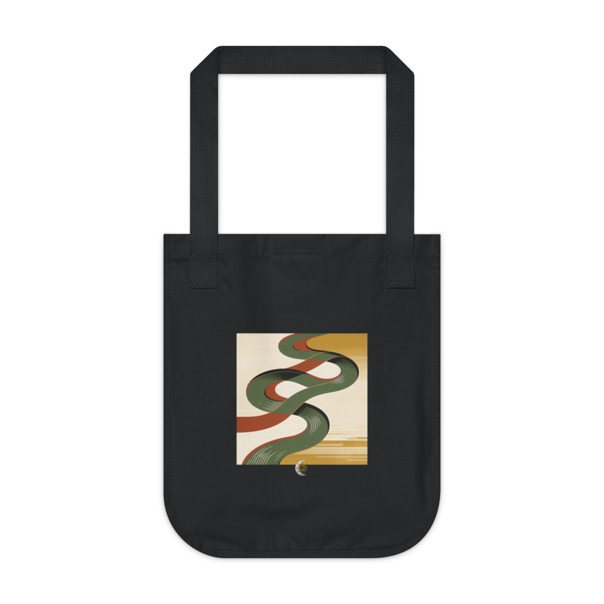 HD Looping river bend reduced to elegant interlocking cut-shape curves Organic Canvas Tote