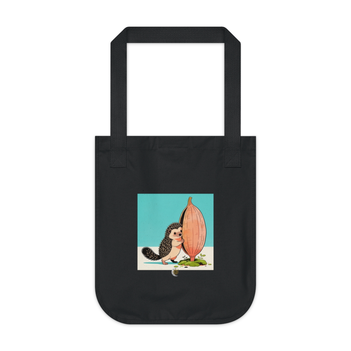 HD Hedgehog peeking around a giant seedpod Organic Canvas Tote