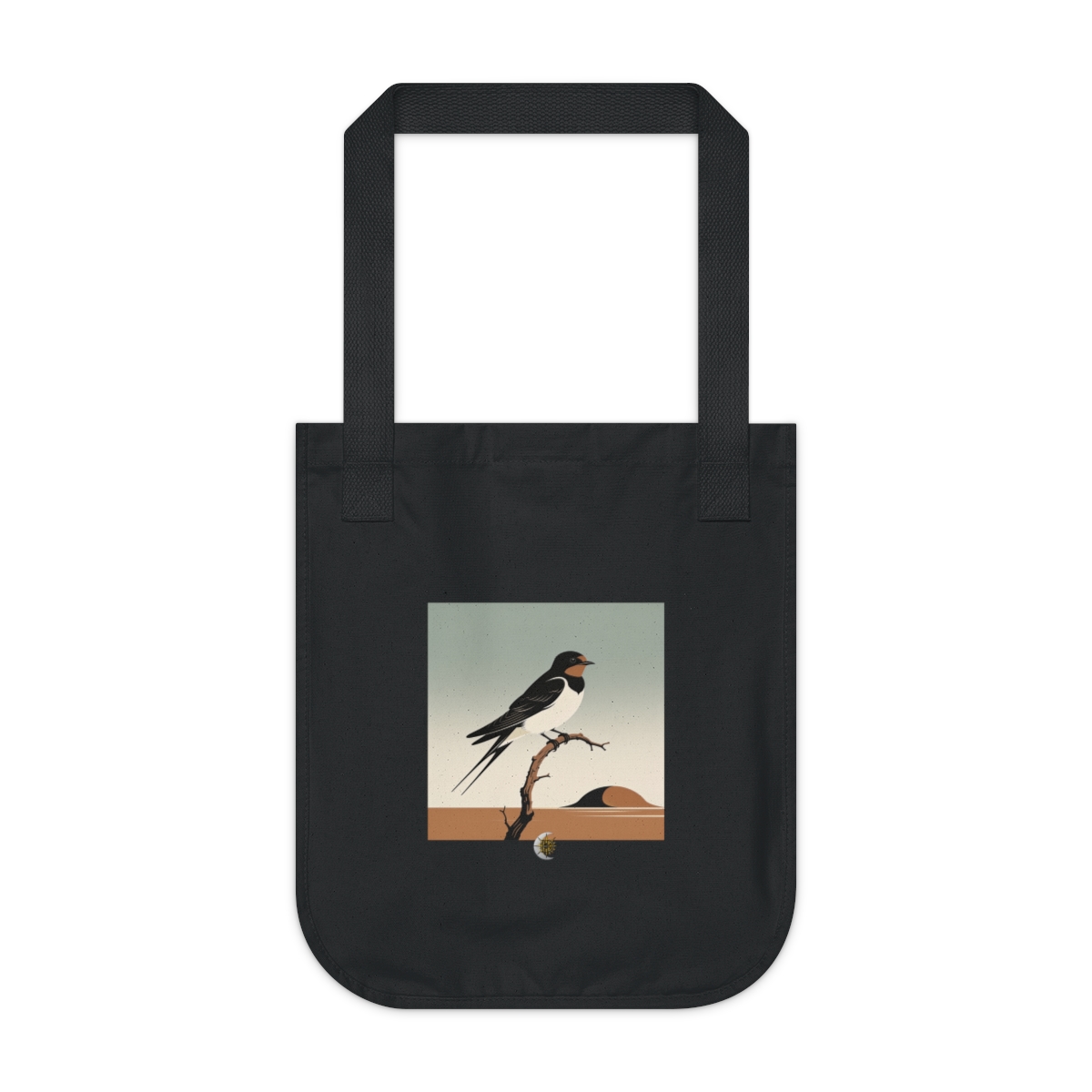 HD Swallow balancing on a curved bare branch Organic Canvas Tote