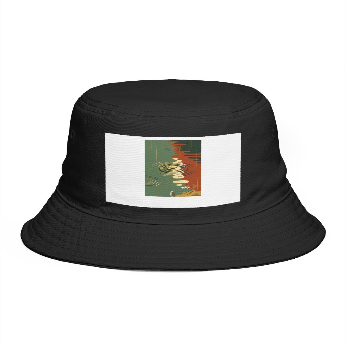 HD Rain rings on water reduced to elegant interlocking cut-shape curves Bucket Hat