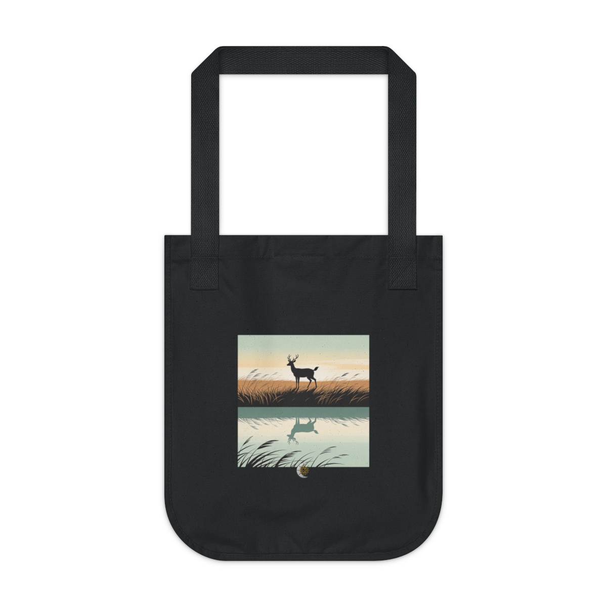 HD Windswept meadow reflected in a broad band of still water Organic Canvas Tote