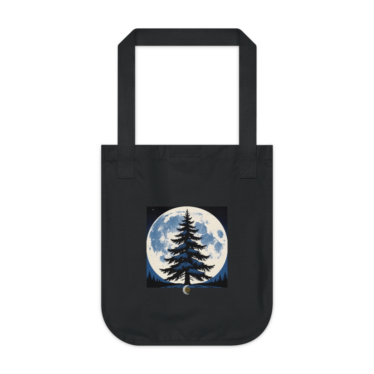HD Spruce crown isolated against a large low moon Organic Canvas Tote