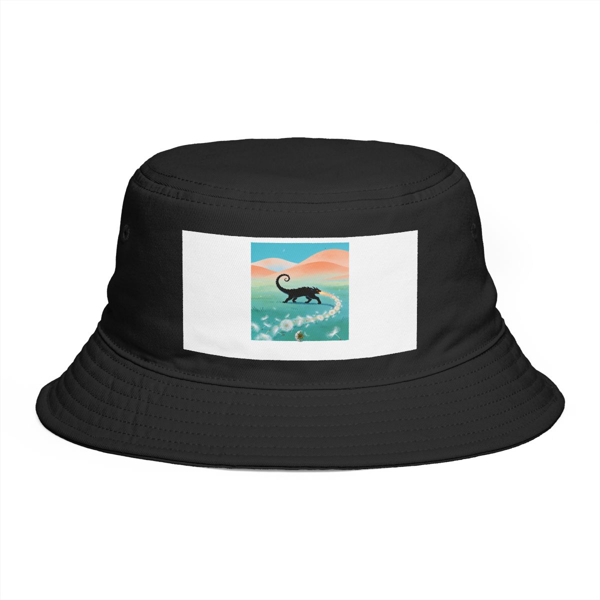 HD Comet creature with a curling tail following a looping trail of seed fluff Bucket Hat