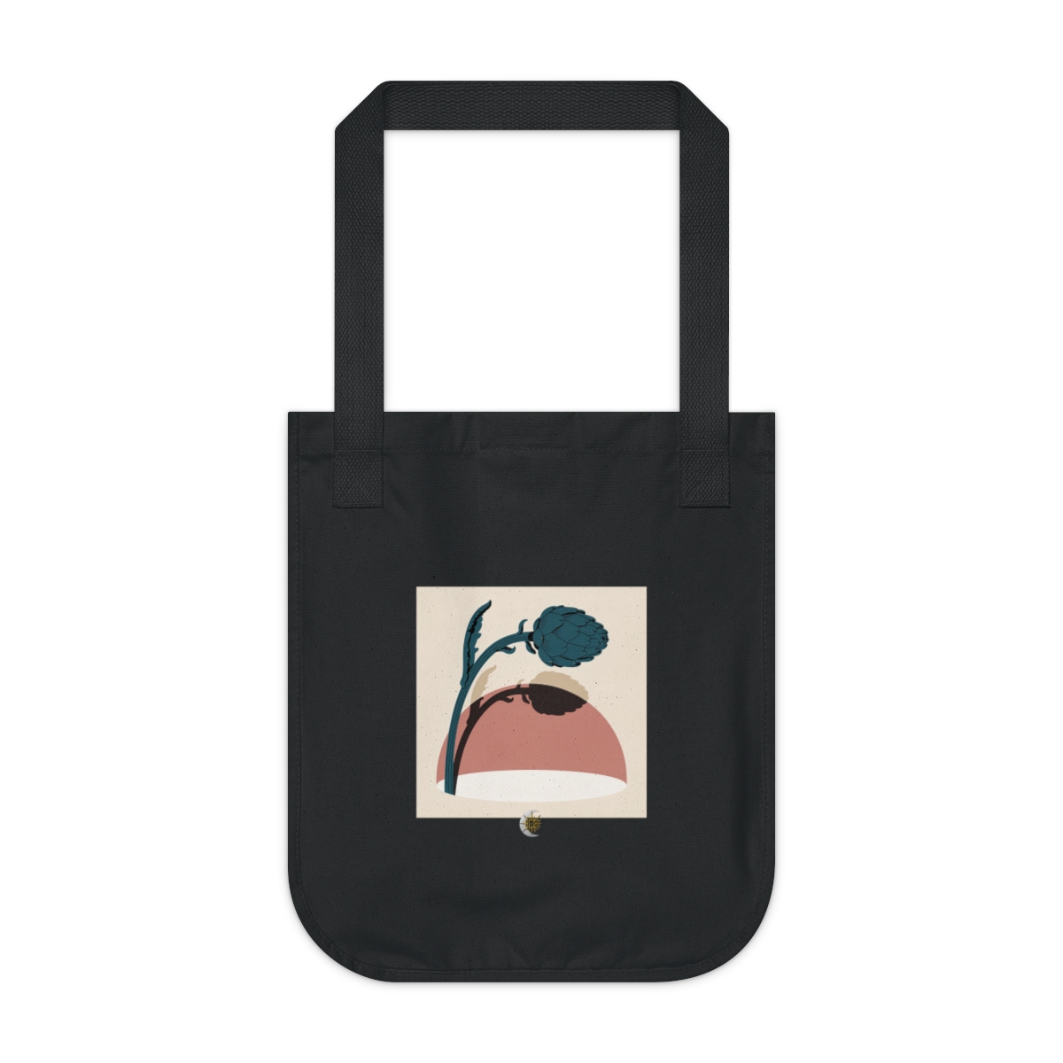HD Artichoke bloom arching across a rounded pool of open space Organic Canvas Tote