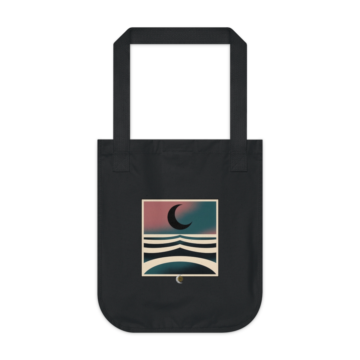 HD Crescent over a curved sea crossed by three parallel wave lines Organic Canvas Tote