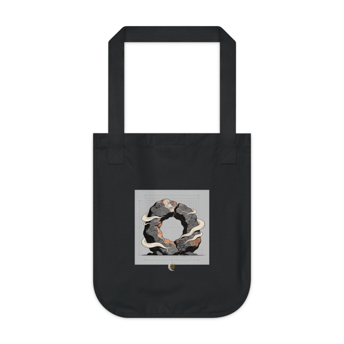 HD Fractured granite boulder flowing around one large central void Organic Canvas Tote