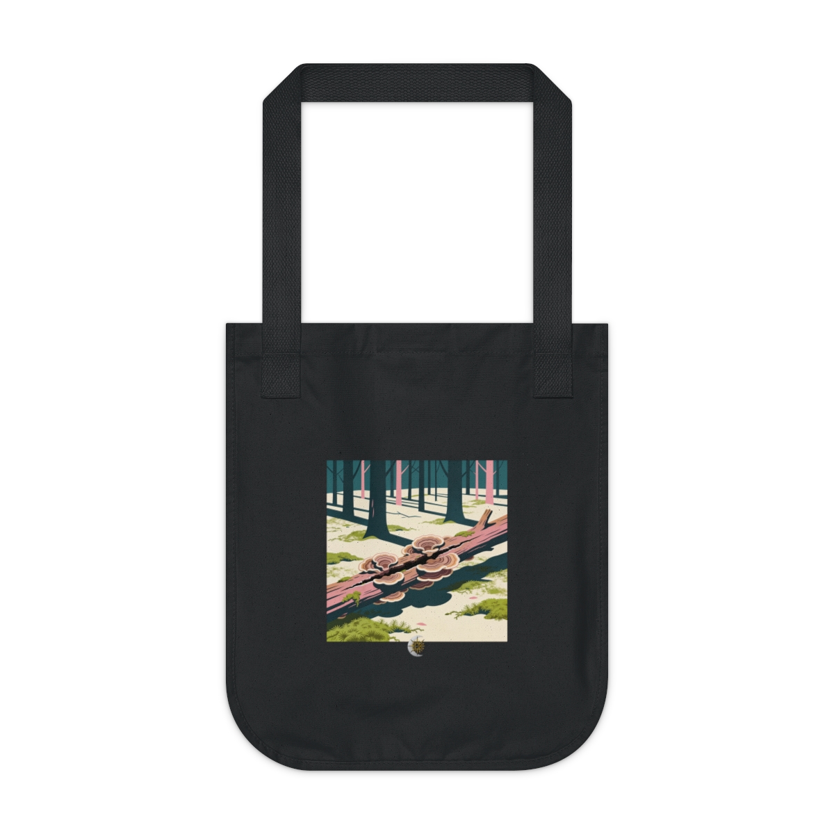 HD Turkey-tail fungi growing through a split fallen branch Organic Canvas Tote