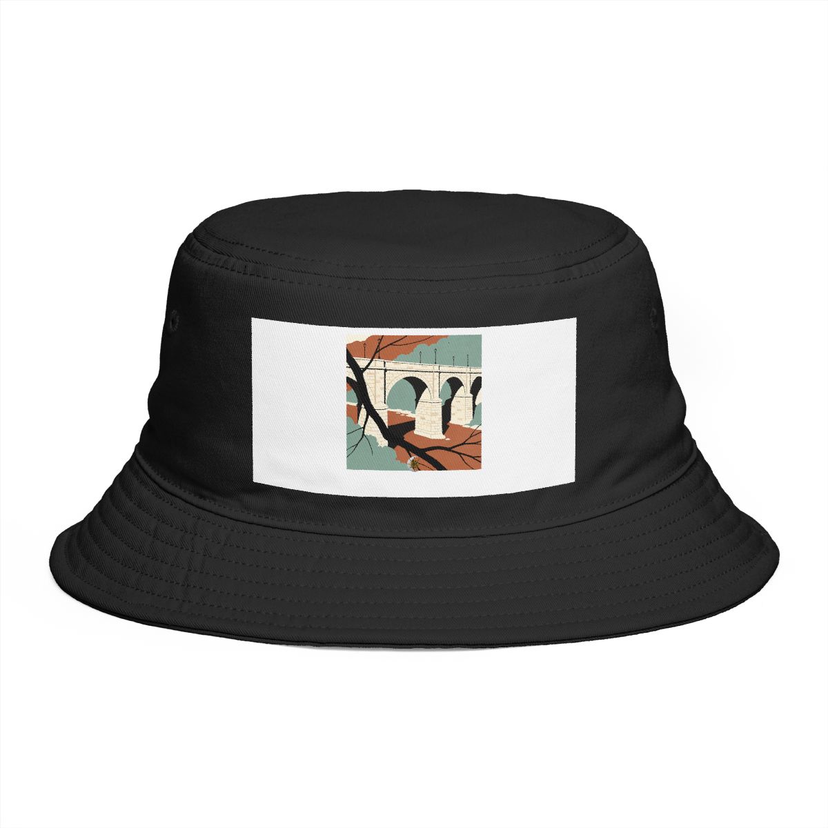 HD Stone footbridge framed by one foreground branch Bucket Hat