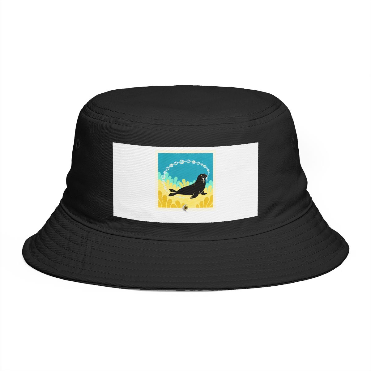 HD Walrus chasing a looping chain of bubbles Bucket Hat