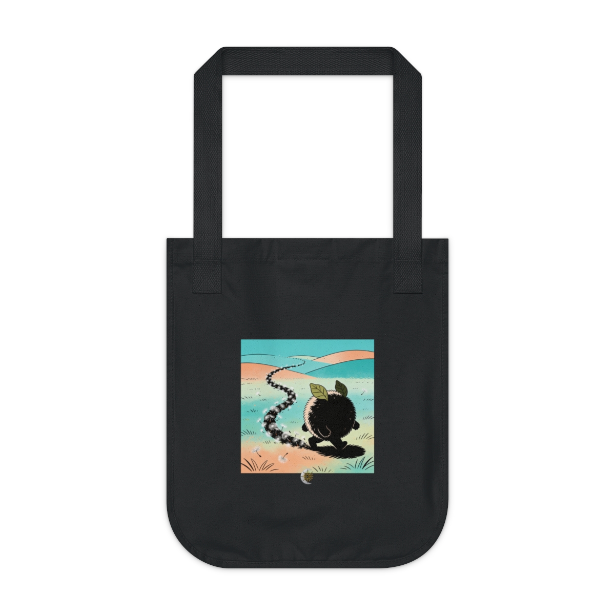 HD Puffball creature with leaf ears following a looping trail of seed fluff Organic Canvas Tote