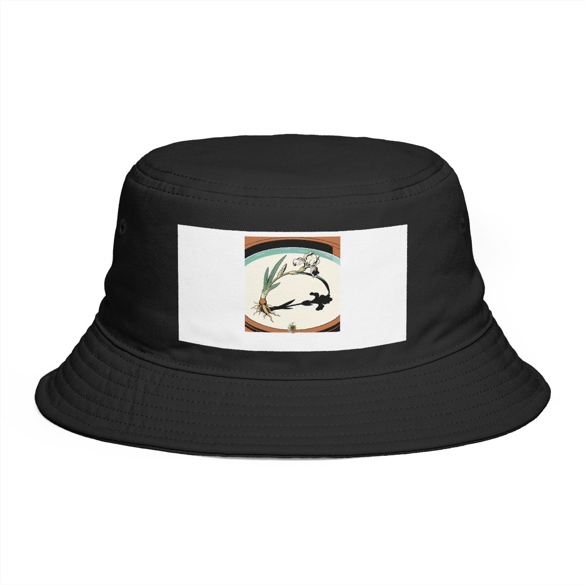 HD Iris rhizome arching across a rounded pool of open space Bucket Hat