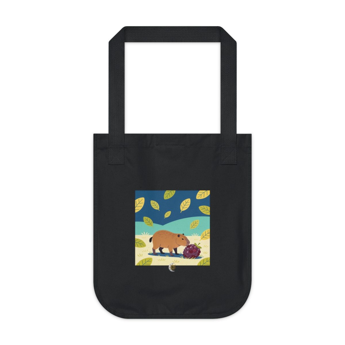 HD Capybara investigating an oversized berry Organic Canvas Tote