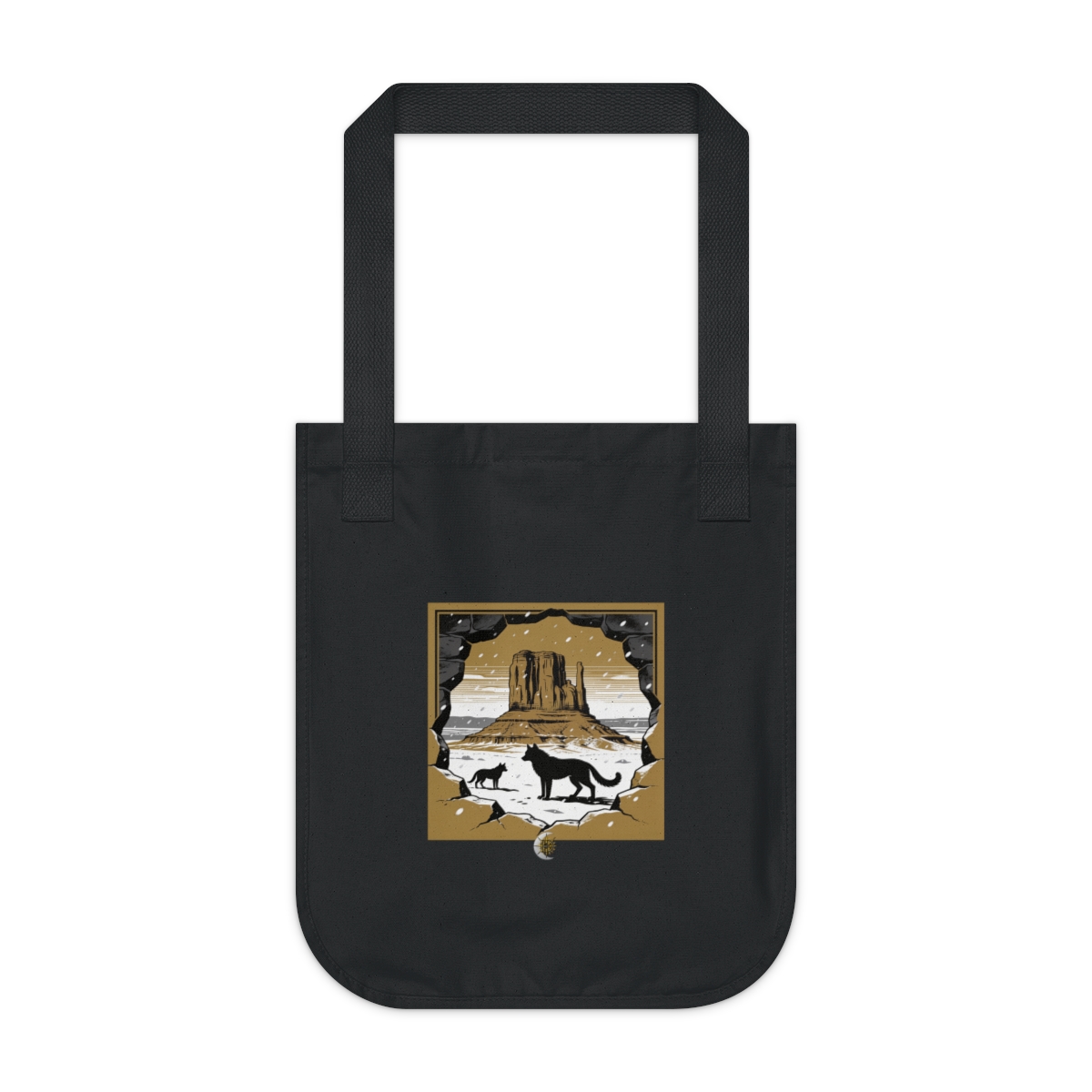 HD Desert mesa framed by a broken foreground rock edge Organic Canvas Tote
