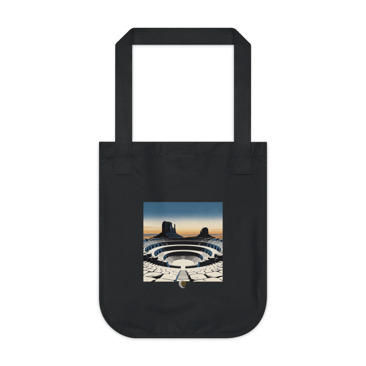 HD Basalt amphitheater reduced to three interlocking silhouette layers Organic Canvas Tote