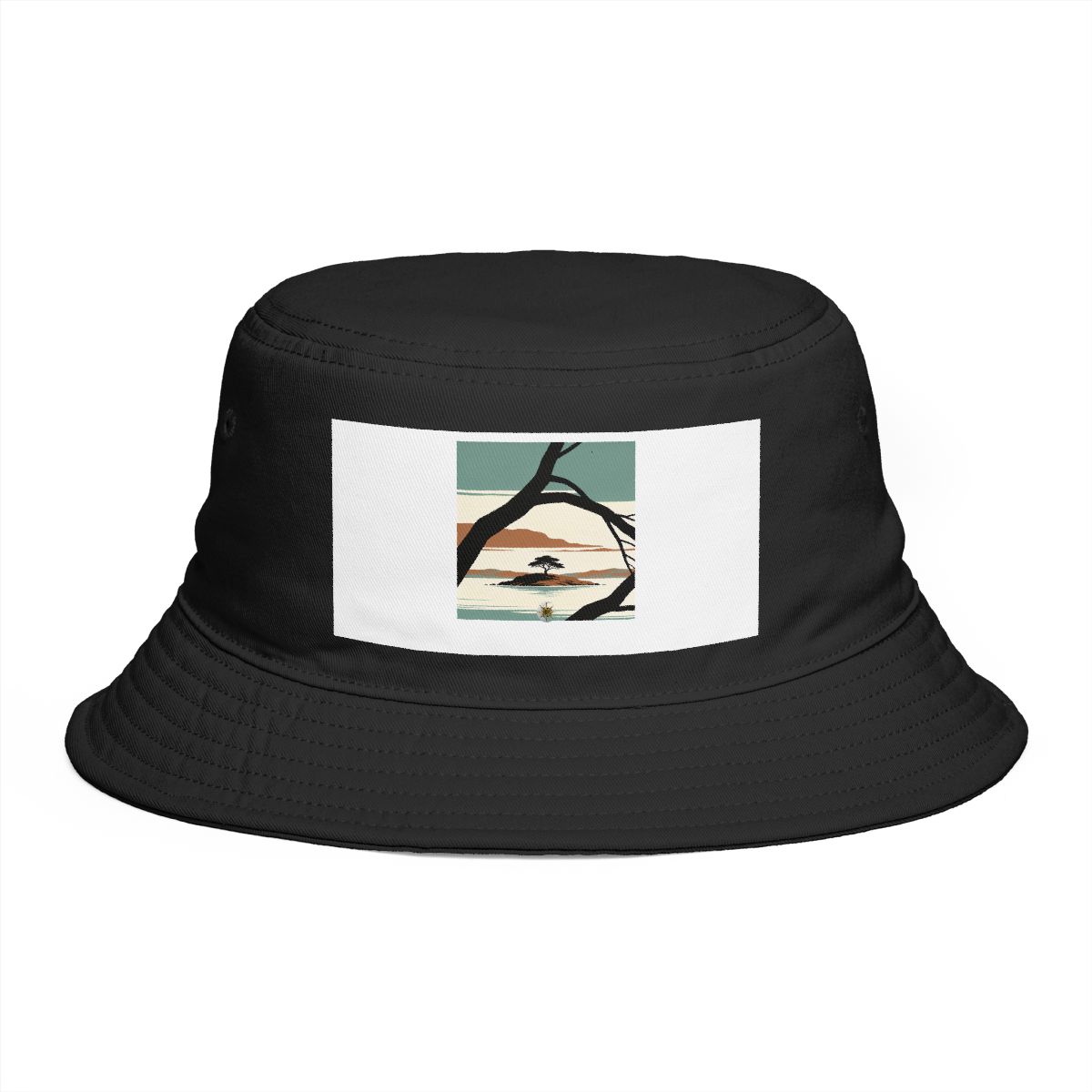 HD Island with one tree framed by one foreground branch Bucket Hat