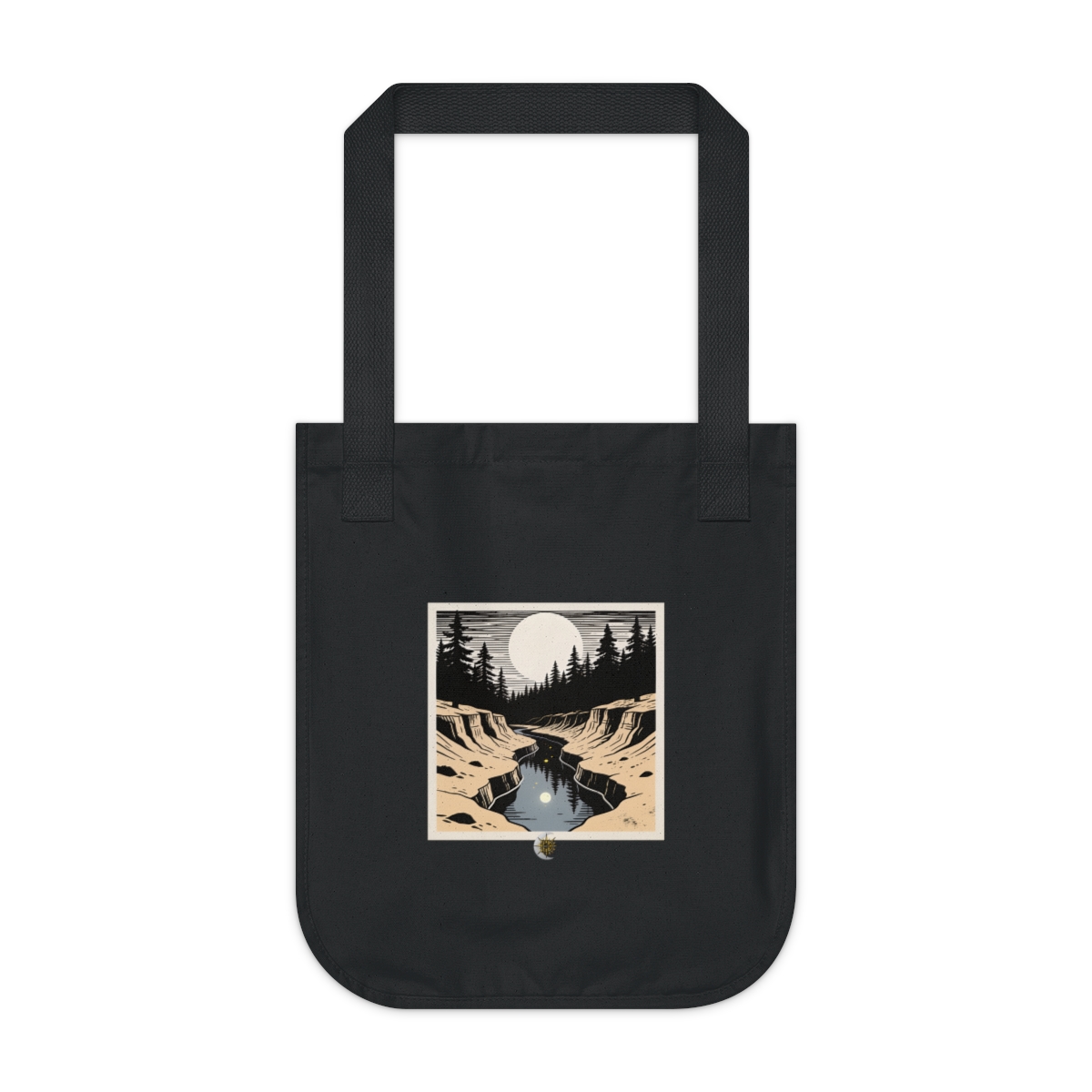 HD River-cut badland reflected in a narrow still pool Organic Canvas Tote